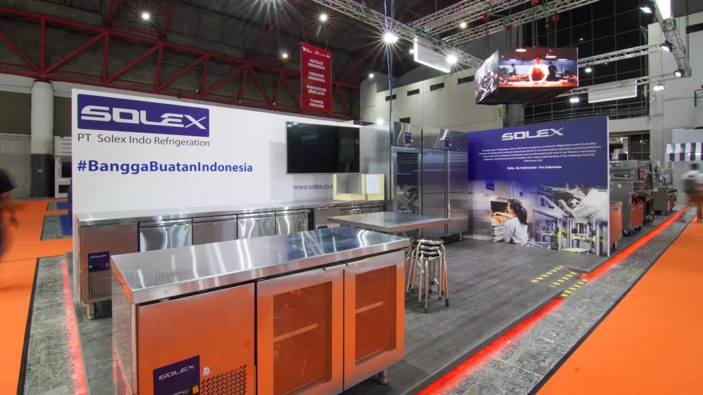 The official Solex brand logo prominently displayed at our professional booth during the Solex FHI 2025 exhibition in Jakarta.