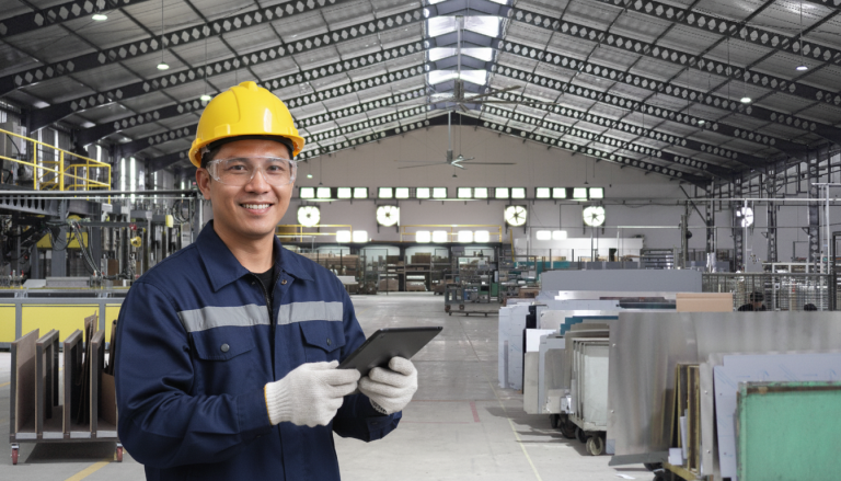 Solex Indonesia team member working comfortably under new factory insulation and cooling fan